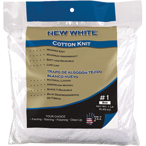 Merit Pro #1 1LB Bag New White Cotton Knit Wiping Cloths (1 lb)