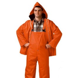 Blaze Orange Jacket/Bib Overall Complete Rain Suit, Large