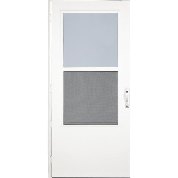 Larson Life-Core DuraTech 32 In. W x 80 In. H x 1 In. Thick White Self-Storing Storm Door