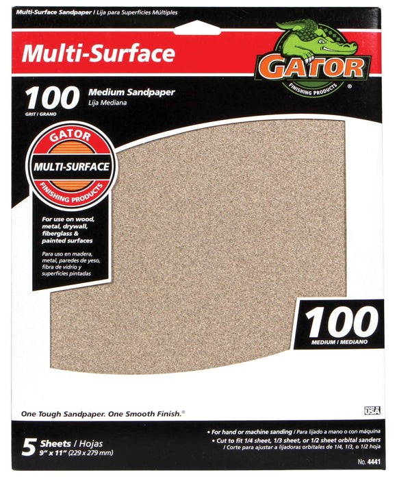 Gator's multi-purpose aluminum oxide sandpaper  100 Grit (9