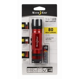 3-In-1 Mini LED Flashlight, Red