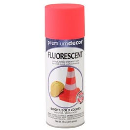 Premium Decor Fluorescent Spray Paint, Interior/Exterior, Red Orange, 11-oz.