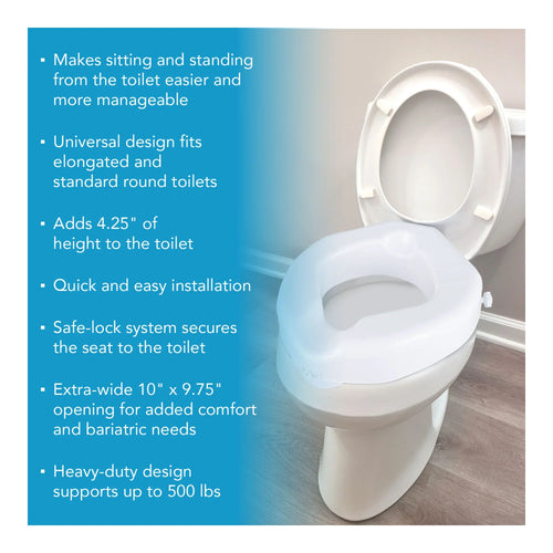 Carex Safety Lock Bariatric Raised Toilet Seat (4.25 x 14.5 x 16.63)