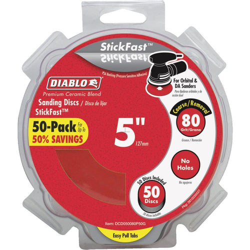 Diablo StickFast 5 In. 80 Grit Sanding Disc (50-Pack)