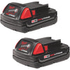 Milwaukee M18 REDLITHIUM 18 Volt Lithium-Ion 1.5 Ah Compact Tool Battery (2-Pack)