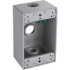 Bell Single-Gang 1/2 In. 3-Outlet Gray Aluminum Weatherproof Outdoor Outlet Box, Shrink Wrapped